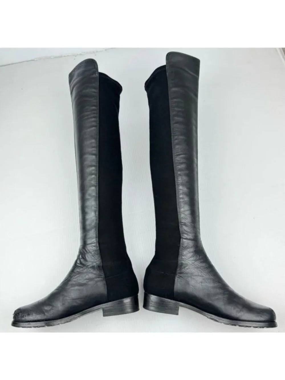 Stuart Weitzman 5050 Over-The-Knee block heel Black Nappa Leather Boots 6.5